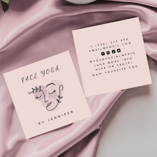 Abstract Face Building Yoga Minimalist Neutral  Square Business Card