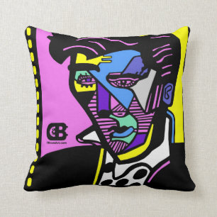 Abstract Face CBaum Products Throw Pillow