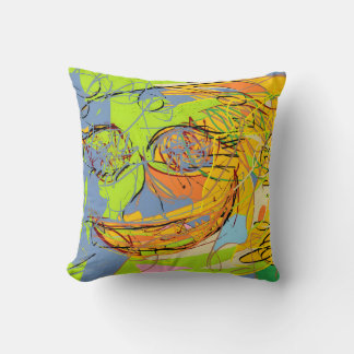 abstract face cheerful throw pillow