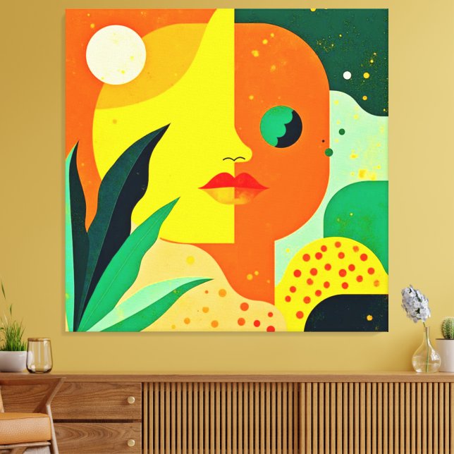 Abstract Face Colour Block Art Canvas Print (Insitu(LivingRoom))