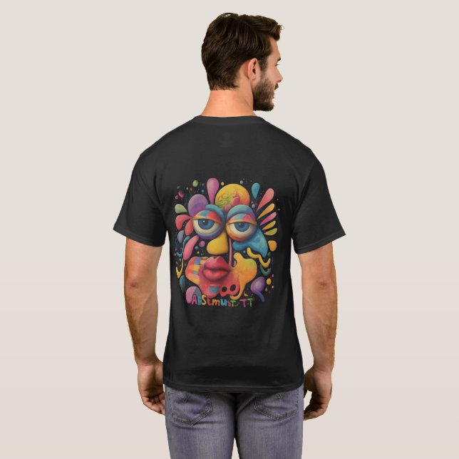 Abstract Face Colourful Artsy Fun Whimsical Modern T-Shirt (Back Full)