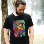 Abstract Face Colourful Artsy Fun Whimsical Modern Tri-Blend Shirt<br><div class="desc">This bright,  colourful design was created with my original abstract chalk pastel art featuring a whimsical cubism design with big eyes and red lips in an artistic vibrant pink,  green,  blue,  yellow,  purple modern colorblock design with a bold,  artsy touch of black and white stripes.</div>