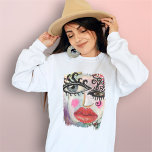 Abstract Face Colourful Cool Graffiti Whimsical Ar Tri-Blend Shirt<br><div class="desc">This bright,  colourful design was created using my original collage art featuring a cool abstract face with big bold eyes,  neon pink cheeks and vibrant red lips in a grungy,  fun modern graffiti style purple background with a whimsical touch of black and white stripes.</div>