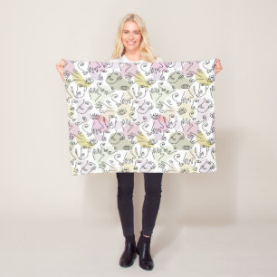 Abstract Face Finger Doodle Line Art Fleece Blanket
