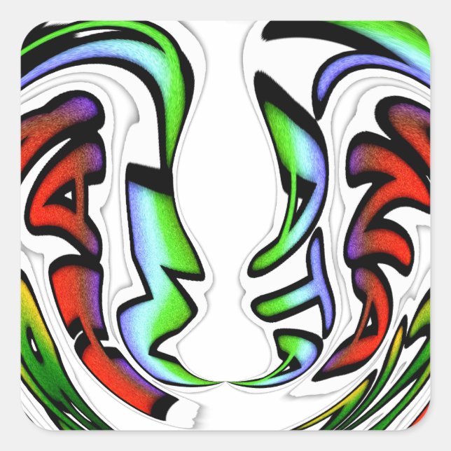 Abstract Face Hakuna Matata Art Print Square Sticker (Front)