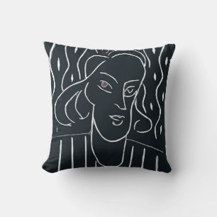 Abstract Face In Black Throw Pillow
