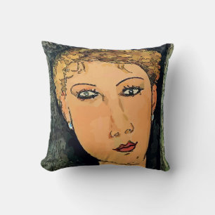 Abstract Face In Blue Throw Pillow
