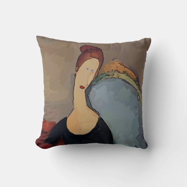 Abstract Face In Brown Throw Pillow (Front)