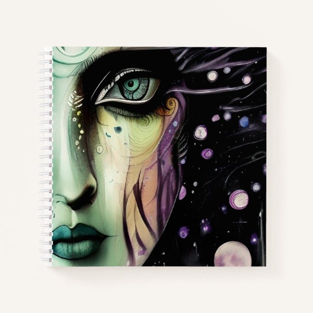 Abstract Face in Space Sketchbook Notebook (Front)
