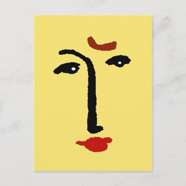 Abstract Face In Yellow Postcard (Front)