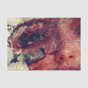 Abstract Face Mixed Media collage decoupage Tissue Paper