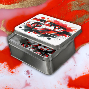 Abstract Face Red, Black & White    Jigsaw Puzzle