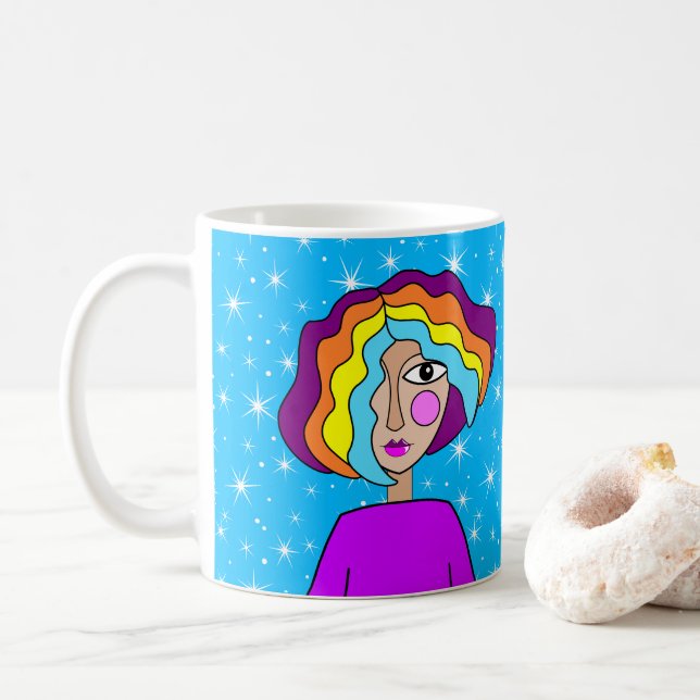 Abstract Face Stylized Art Mug (With Donut)