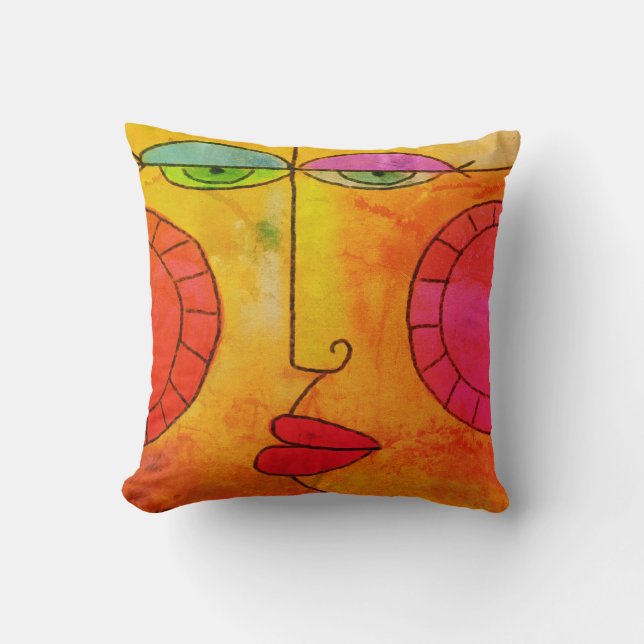 Abstract Face Throw Pillow (Front)