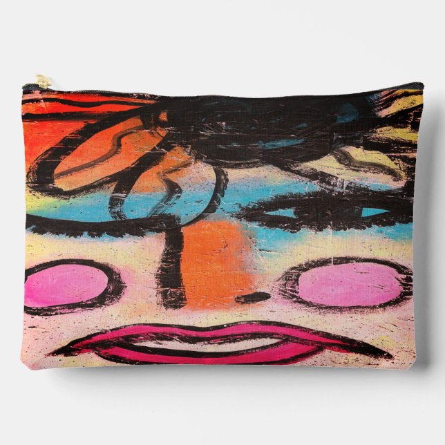 Abstract Face with Flower Accessory Pouch (Front)