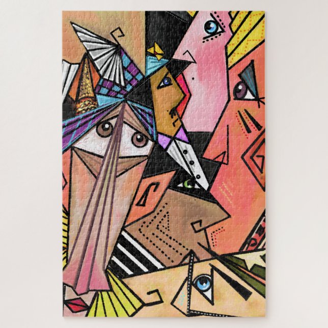 Abstract Faces Cubism Portrait Puzzle (Vertical)