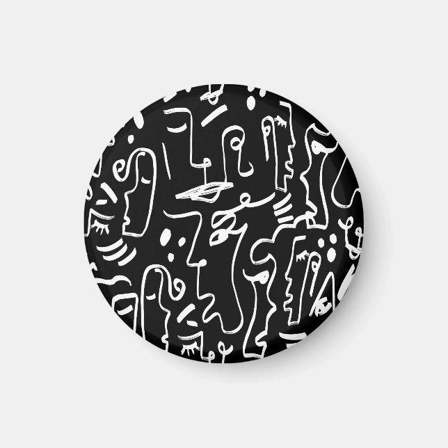Abstract Faces Masks: Geometric Pattern Magnet (Front)