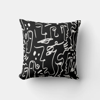 Abstract Faces Masks: Geometric Pattern Throw Pillow