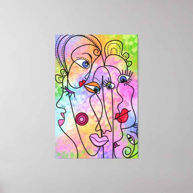 Abstract Faces Mood Canvas Print Modern Painting (Front)