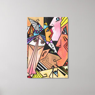 Abstract Faces - Moods - Cubism Portrait Painting Canvas Print
