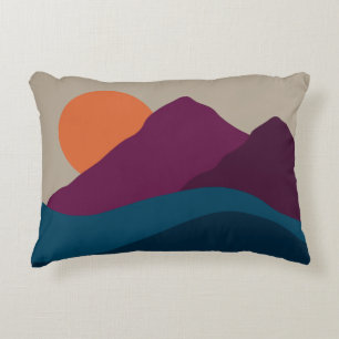 Abstract Fall Autumn Mountain Landscape Sunset Accent Pillow