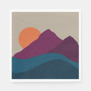 Abstract Fall Autumn Mountain Landscape Sunset   Napkin