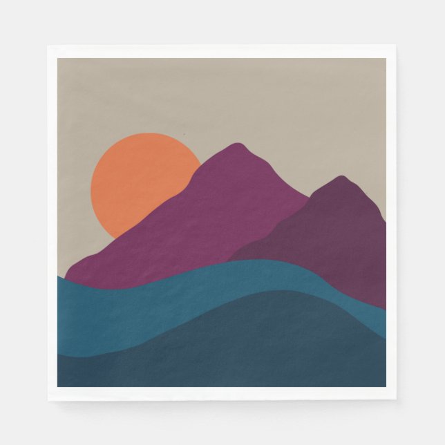 Abstract Fall Autumn Mountain Landscape Sunset   Napkin (Front)