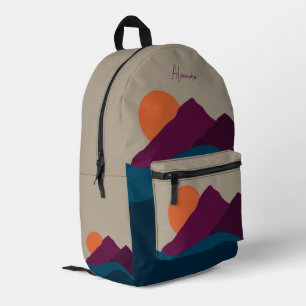 Abstract Fall Autumn Mountain Landscape Sunset   Printed Backpack