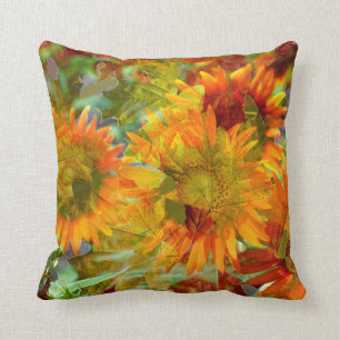 Abstract Fall Colour Flowers Throw Pillow