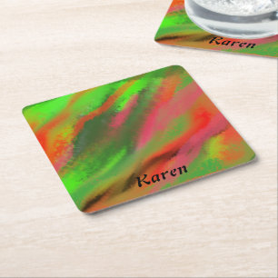 Abstract Fall colours  Square Paper Coaster