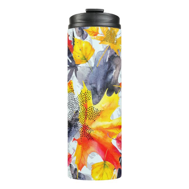 Abstract fall seamless pattern in bright autumn co thermal tumbler (Front)