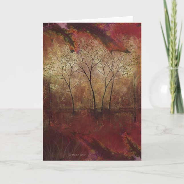 Abstract Fall Trees Thanksgiving Card (Front)