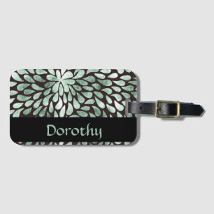 Abstract falling petals on black luggage tag