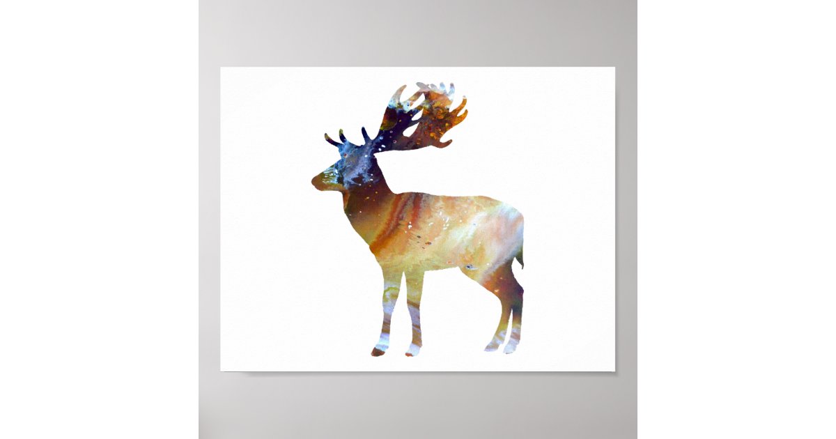 Abstract Fallow deer silhouette Poster | Zazzle