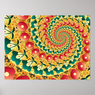 Abstract Fans Spiral Poster