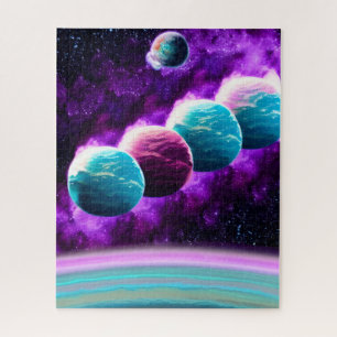 Abstract Fantastic Purple and Aqua Universe  Jigsaw Puzzle
