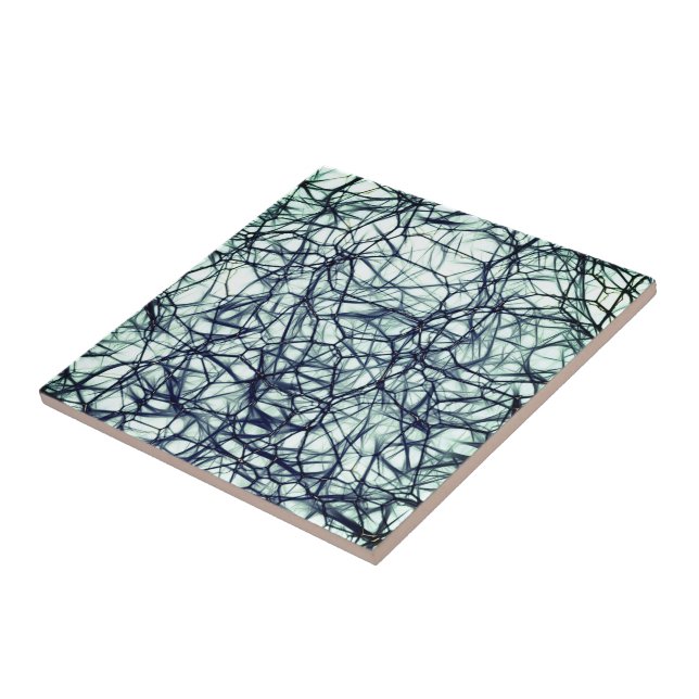 Abstract Fantasy - Art Neurons - Black White Tile (Side)