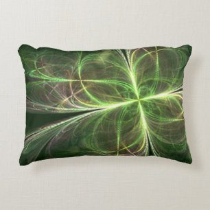 Abstract Fantasy Four Leaves Green Clover Accent Pillow