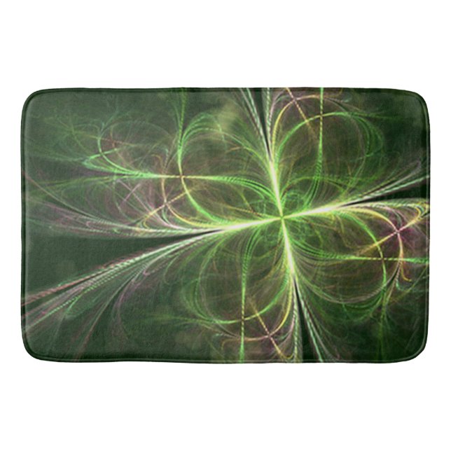 Abstract Fantasy Four Leaves Green Clover Bath Mat (Front)