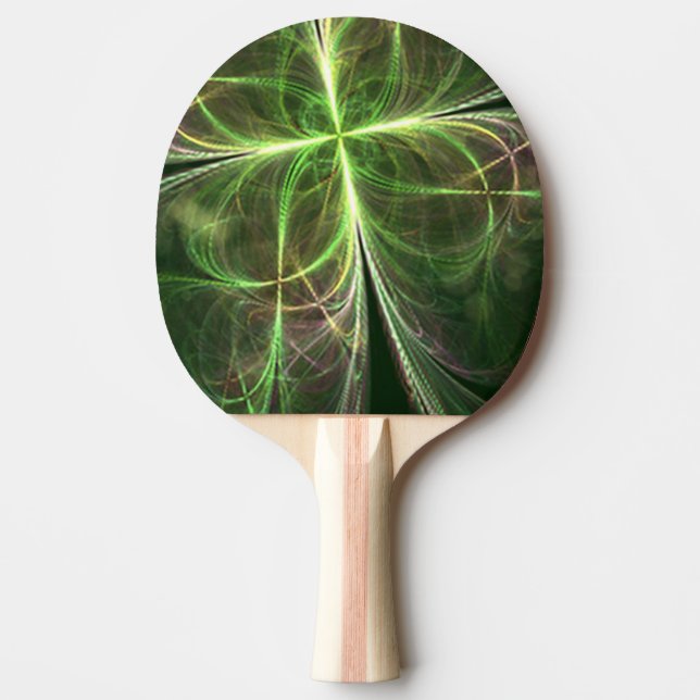 Abstract Fantasy Four Leaves Green Clover Ping Pong Paddle (Front)