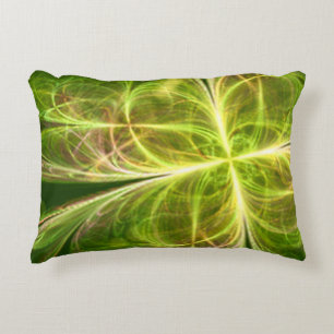 Abstract Fantasy Four Leaves Green Yellow Clover Accent Pillow