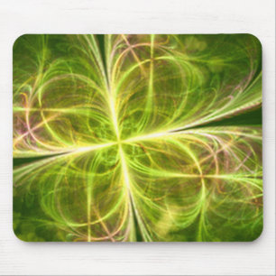 Abstract Fantasy Four Leaves Green Yellow Clover Mouse Pad
