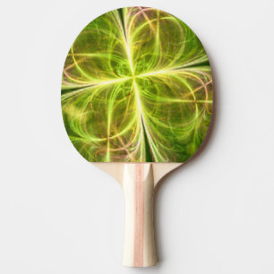 Abstract Fantasy Four Leaves Green Yellow Clover Ping Pong Paddle