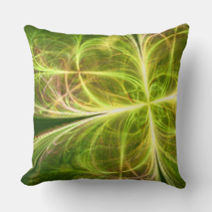 Abstract Fantasy Four Leaves Green Yellow Clover Throw Pillow