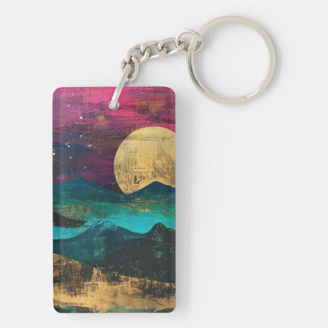 Abstract Fantasy Moonscape Two-sided Acrylic Keychain (Back)