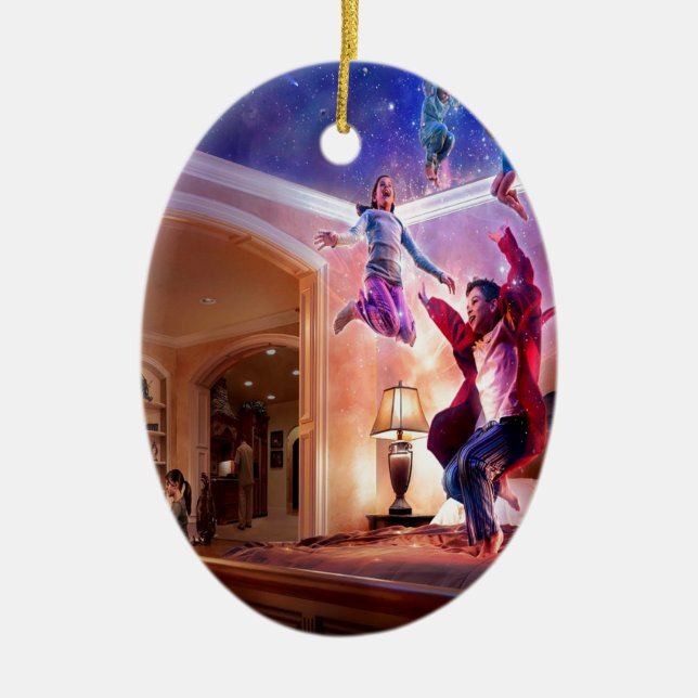 Abstract Fantasy Peter Pan Celebration Ceramic Ornament (Front)