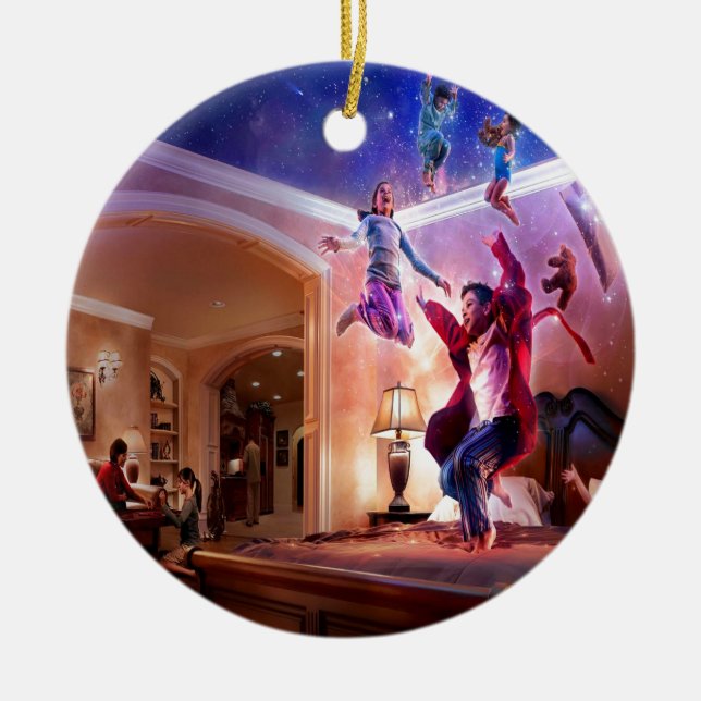 Abstract Fantasy Peter Pan Celebration Ceramic Ornament (Front)