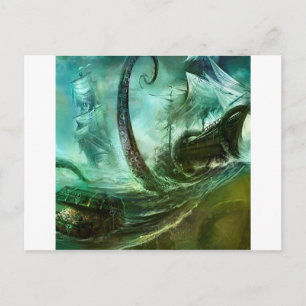 Abstract Fantasy Pirates Nightmare Treasure Postcard