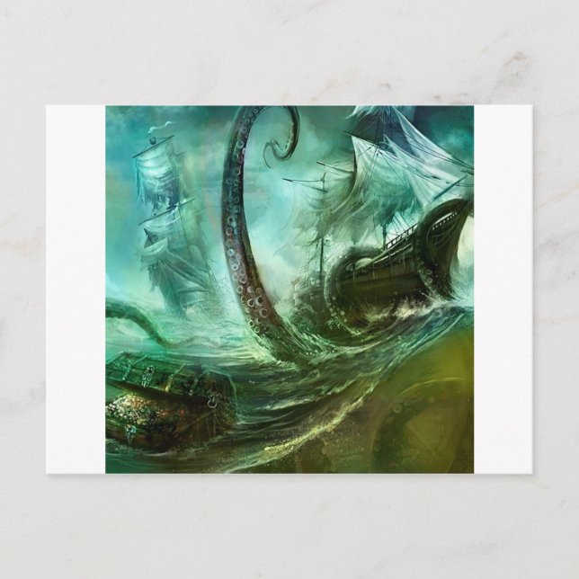 Abstract Fantasy Pirates Nightmare Treasure Postcard (Front)