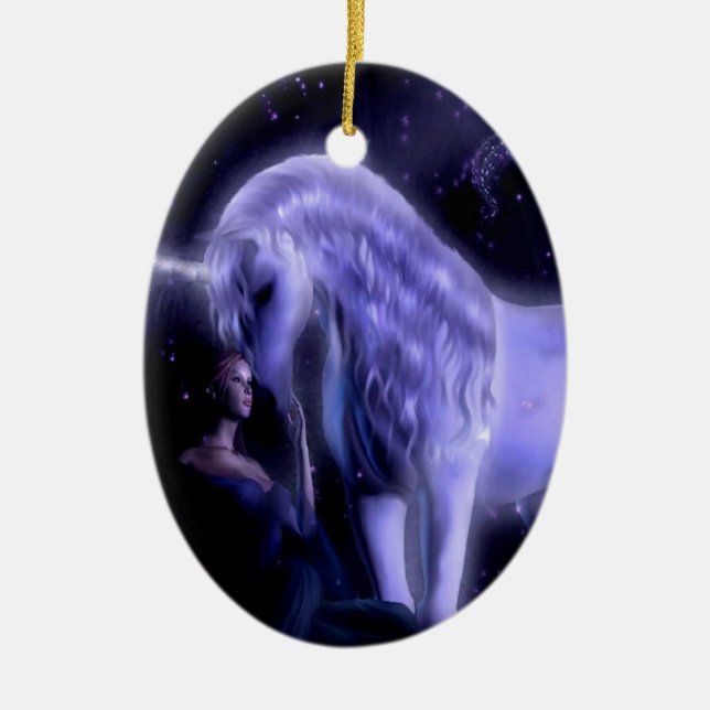 Abstract Fantasy Puple Fairy Unicorn Ceramic Ornament (Front)